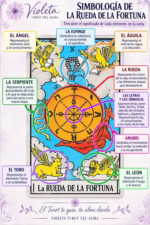 la rueda de la fortuna en el tarot simbología
