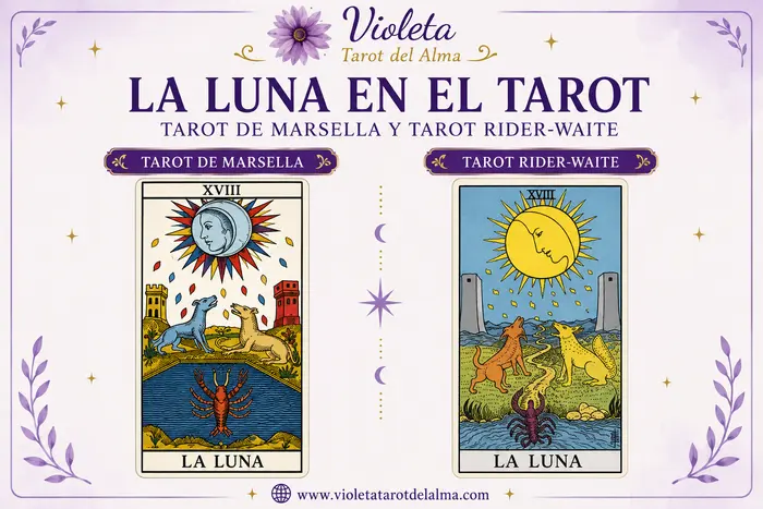 la luna en el tarot de Marsella y tarot de rider